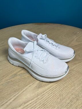 Skechers Slip-ins Summits Plus Washable Knit White Walking Sneakers Women Size 8